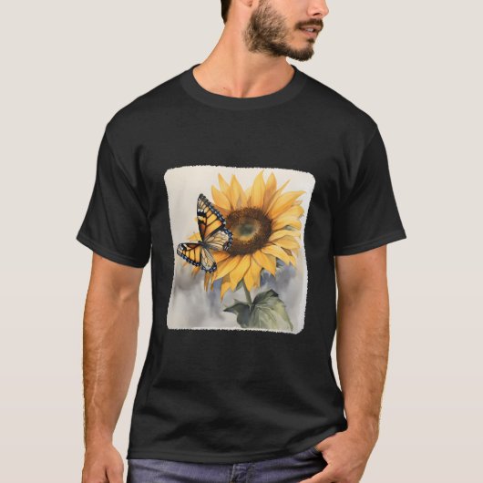 庭の蝶に止まる蝶 Tシャツ (正面)