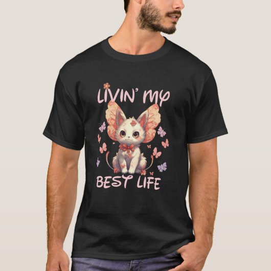 庭の蝶 キティちゃん 愛する人生 フェアリーコア 前景 Tシャツ (正面)