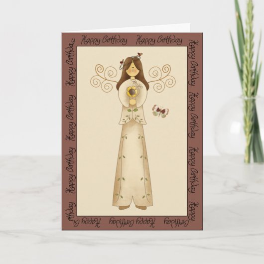 庭の誕生日の挨拶の妖精 カード (正面)
