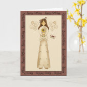 庭の誕生日の挨拶の妖精 カード (黄色い花)