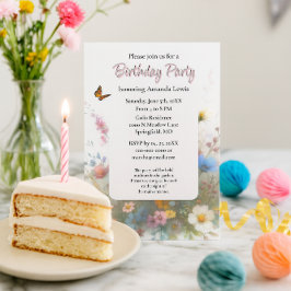 庭の誕生日パーティー ワイルドフラワーズ フラワーデザイン 招待状