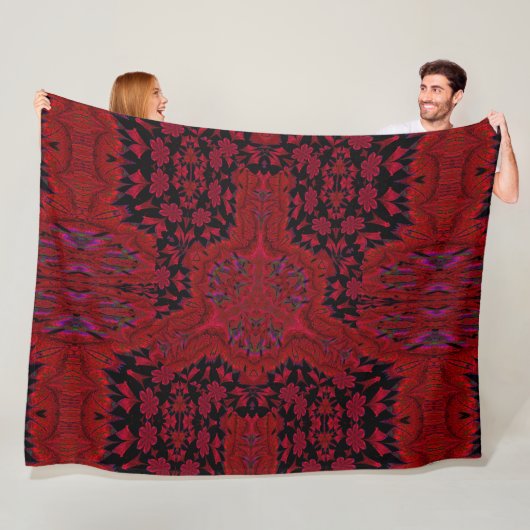 庭の赤い花3 フリースブランケット (インサイチュ)