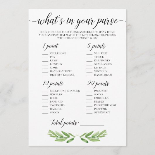 庭の赤ん坊シャワーのための財布のゲームのwhats (正面)