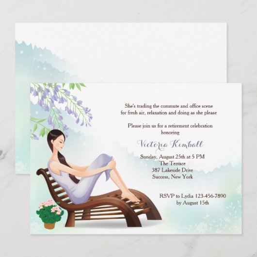 庭の退職の招待状 招待状 (正面/裏面)