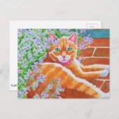 庭の道にタビーキャット ポストカード (正面/裏面)