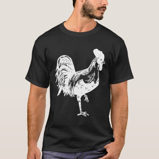 庭の雄鶏のニワトリデザイン Tシャツ (正面)