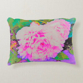 庭の電気ピンクの牡丹カラフルたち アクセントクッション