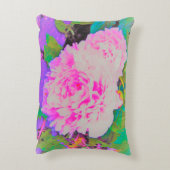 庭の電気ピンクの牡丹カラフルたち アクセントクッション (裏面(縦))
