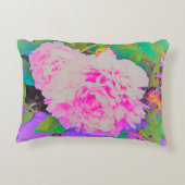 庭の電気ピンクの牡丹カラフルたち アクセントクッション (裏面)