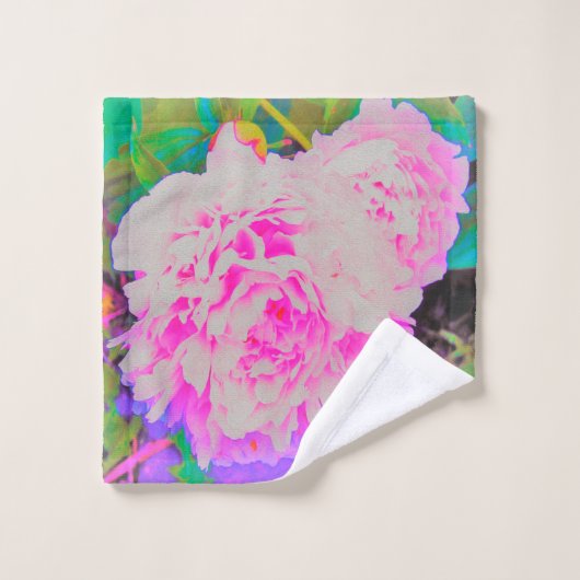 庭の電気ピンクの牡丹カラフルたち ウォッシュタオル (ウォッシュタオル)