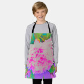 庭の電気ピンクの牡丹カラフルたち エプロン (着用した状態)