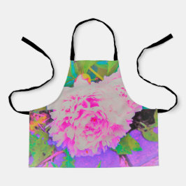 庭の電気ピンクの牡丹カラフルたち エプロン