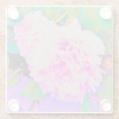 庭の電気ピンクの牡丹カラフルたち ガラスコースター (裏面)