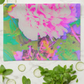 庭の電気ピンクの牡丹カラフルたち キッチンタオル (折り畳み)