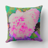 庭の電気ピンクの牡丹カラフルたち クッション (裏面)