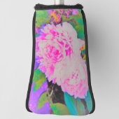 庭の電気ピンクの牡丹カラフルたち ゴルフヘッドカバー (回転90)