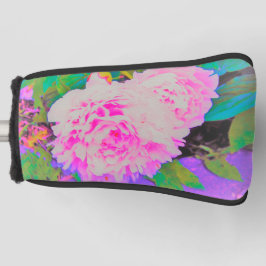 庭の電気ピンクの牡丹カラフルたち ゴルフヘッドカバー