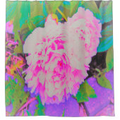 庭の電気ピンクの牡丹カラフルたち シャワーカーテン (正面)