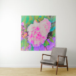 庭の電気ピンクの牡丹カラフルたち タペストリー