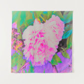 庭の電気ピンクの牡丹カラフルたち タペストリー (正面)