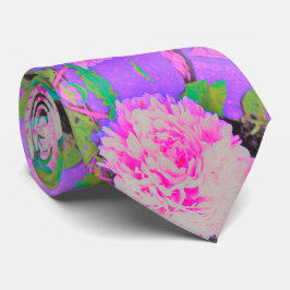 庭の電気ピンクの牡丹カラフルたち ネクタイ
