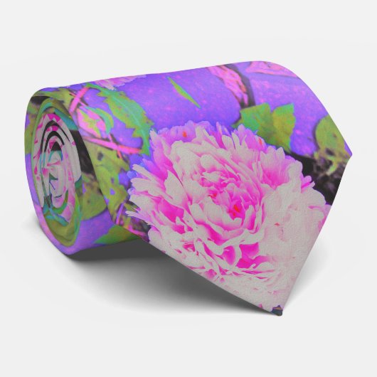庭の電気ピンクの牡丹カラフルたち ネクタイ (ロール)