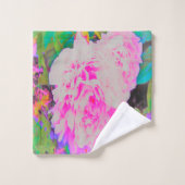 庭の電気ピンクの牡丹カラフルたち バスタオルセット (ウォッシュタオル)