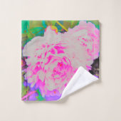 庭の電気ピンクの牡丹カラフルたち バスタオルセット (ウォッシュタオル)