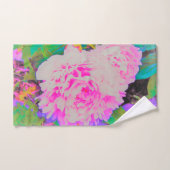 庭の電気ピンクの牡丹カラフルたち バスタオルセット (ハンドタオル)