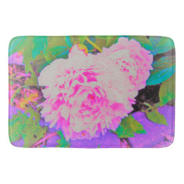 庭の電気ピンクの牡丹カラフルたち バスマット