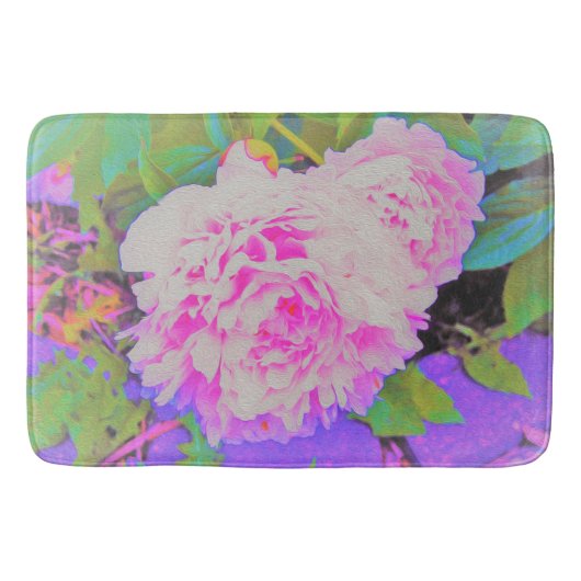 庭の電気ピンクの牡丹カラフルたち バスマット (正面)