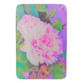庭の電気ピンクの牡丹カラフルたち バスマット (正面縦)