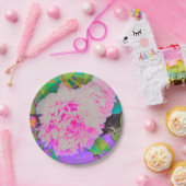 庭の電気ピンクの牡丹カラフルたち ペーパープレート (パーティー)