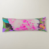 庭の電気ピンクの牡丹カラフルたち ボディピロー (裏面)