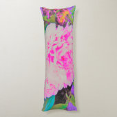 庭の電気ピンクの牡丹カラフルたち ボディピロー (裏面 (縦))