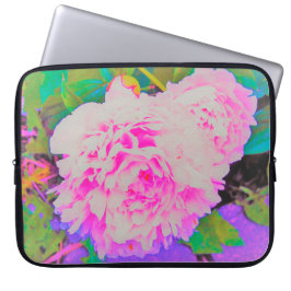 庭の電気ピンクの牡丹カラフルたち ラップトップスリーブ