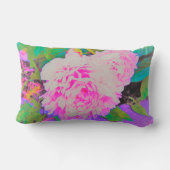 庭の電気ピンクの牡丹カラフルたち ランバークッション (裏面)