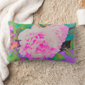 庭の電気ピンクの牡丹カラフルたち ランバークッション (ブランケット)