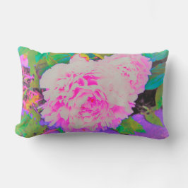 庭の電気ピンクの牡丹カラフルたち ランバークッション