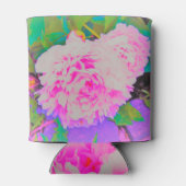 庭の電気ピンクの牡丹カラフルたち 缶クーラー (裏面)