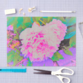 庭の電気ピンクの牡丹カラフルたち 薄葉紙 (クラフト)