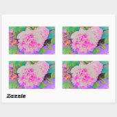 庭の電気ピンクの牡丹カラフルたち 長方形シール (シート)