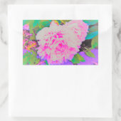 庭の電気ピンクの牡丹カラフルたち 長方形シール (バッグ)