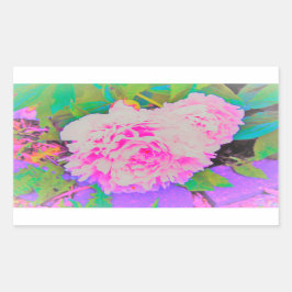 庭の電気ピンクの牡丹カラフルたち 長方形シール