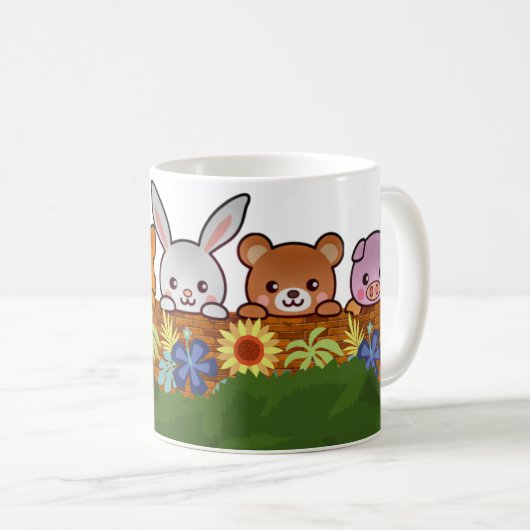 庭の風景に出るよくはしゃぐ不思議な動物 コーヒーマグカップ (正面右)