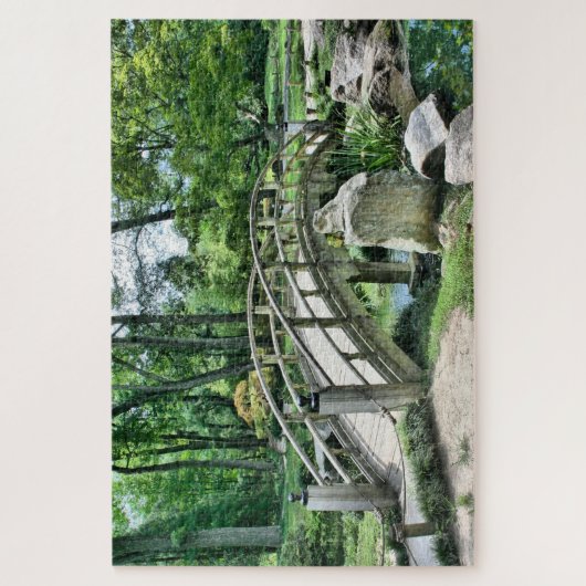 庭の風景日本の橋のストリーム木 ジグソーパズル (縦)