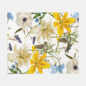 庭の魔法のユリ、デイジー、アネモネの花。 フリースブランケット (正面(横))