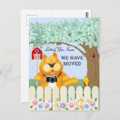 庭の鳥と猫 |住所の変更 ポストカード (正面/裏面)