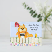 庭の鳥と猫|住所の変更 ポストカード (スタンド正面)