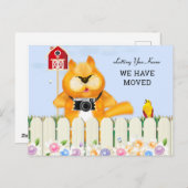 庭の鳥と猫|住所の変更 ポストカード (正面/裏面)